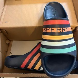 Men’s Sperry Slides - Blue with multi colored stripes